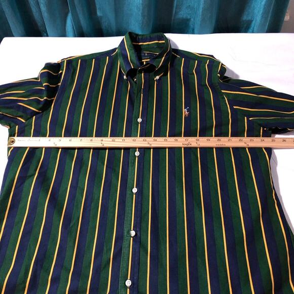Polo Ralph Lauren mens XL classic fit green blue gold striped Oxford button up - Picture 6 of 10